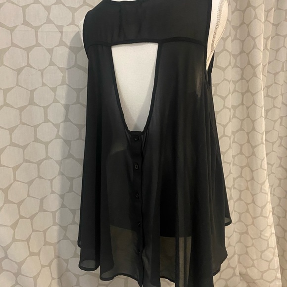 ⏰ Belle Du Jour - Sleeveless open back sheer top - M - Picture 6 of 7